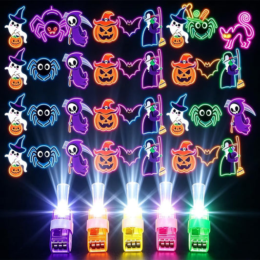 Halloween Finger Projector Rings, Halloween Finger Lights LED Party Favors Random Pattern (B Set 36PC)