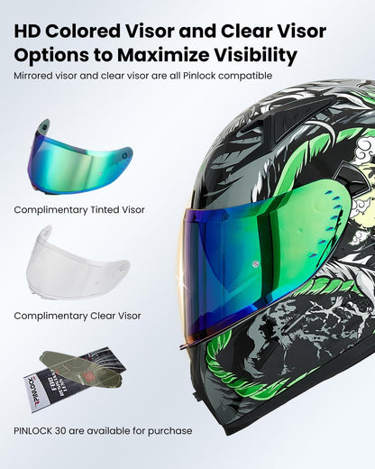 Motorcycle Helmet Full Face with Pinlock Compatible Motocross DOT Z501