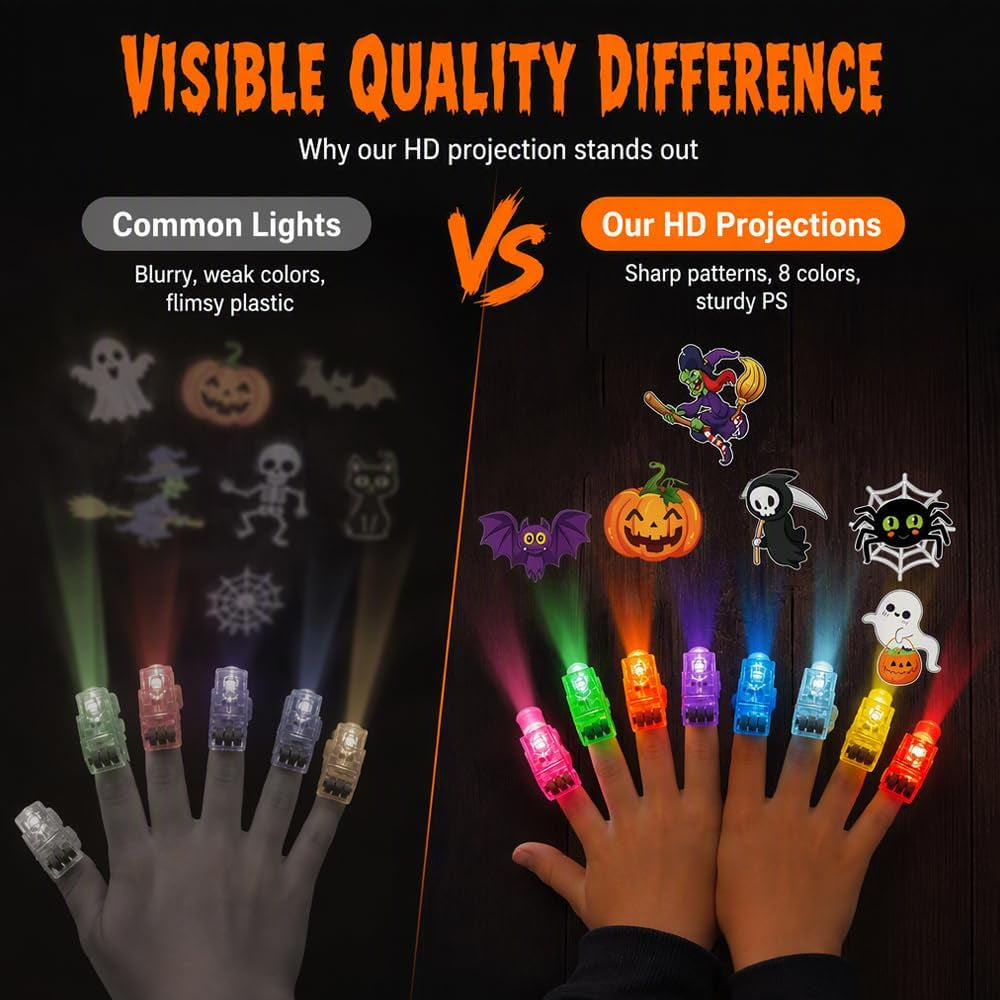 Halloween Finger Projector Rings, Halloween Finger Lights LED Party Favors Random Pattern (B Set 36PC)