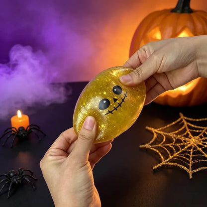 Halloween Cute Scary Ghost Maruko Squishy Squeeze Toy Set - Mini Portable Stress Fidget Item, Squishy Haul Sensory Kids Toy, Unique Whimsical Party Treat Bag Filler & Whimsical Gift, Fidgets